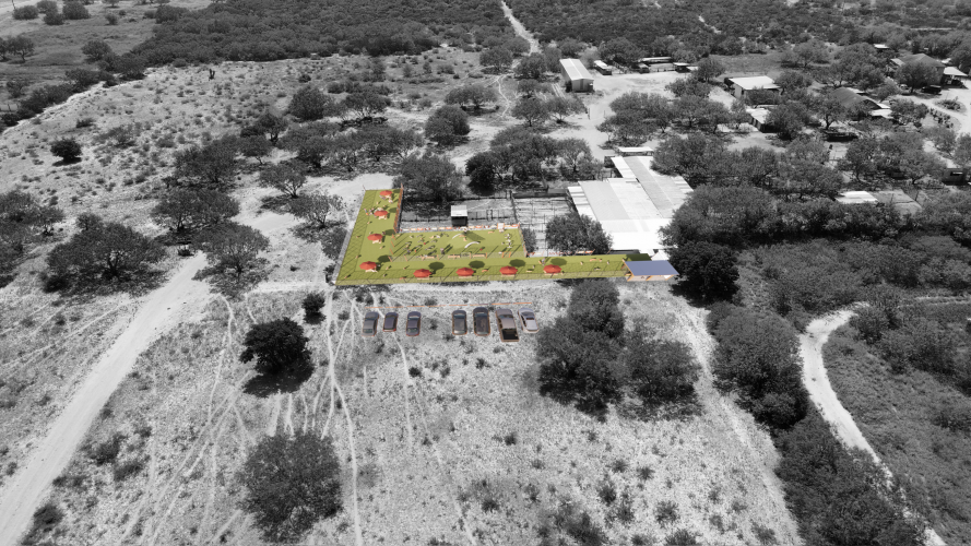 Yaqui Animal Rescue (Cane's Playground) - Ariel View (B&W)